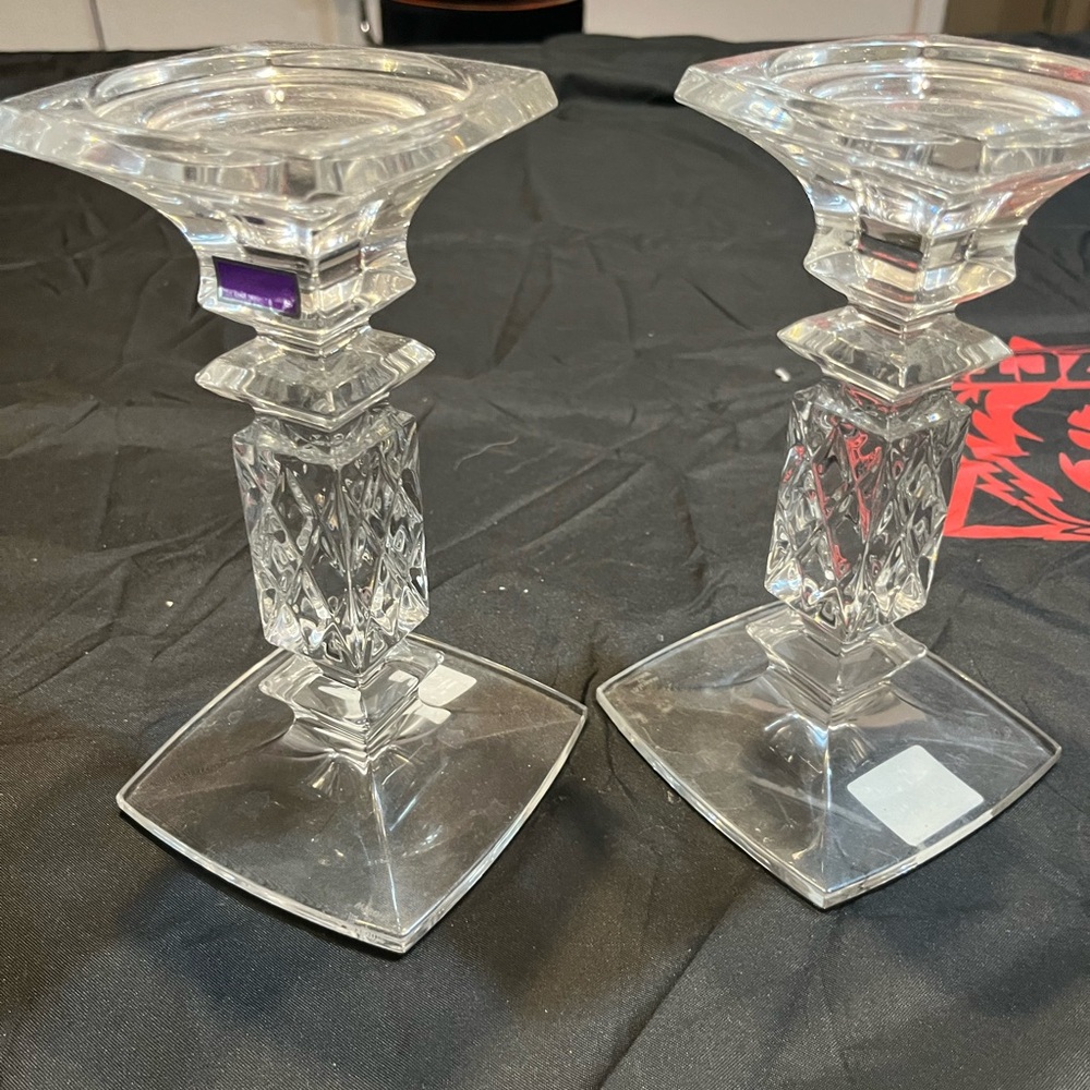 Set of 2 Marquis crystal candle stick holders